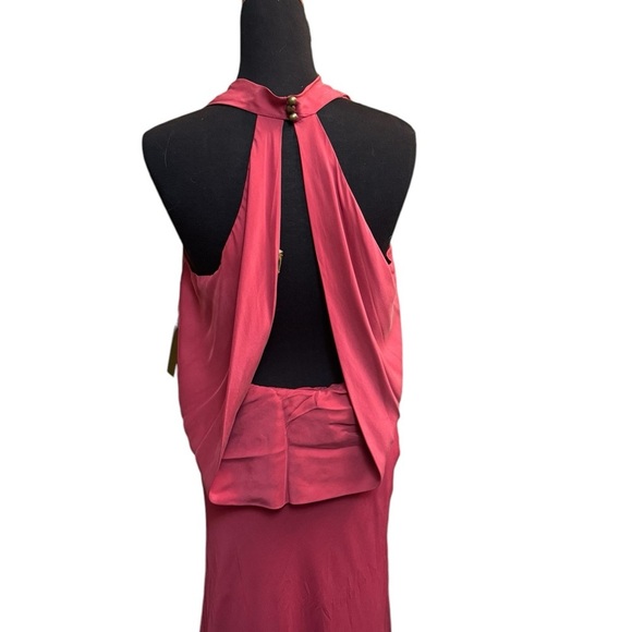 NEW! NICOLE MILLER Sequin Stretch Woven Sherbet Plum Plungjng Formal Dress SZ 4 - Picture 14 of 17